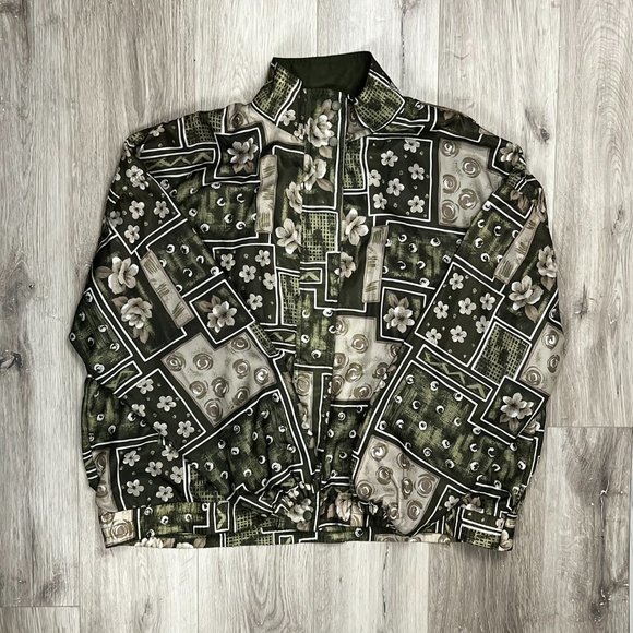 R&R Sport Flowers Brown/Green Women's XXXLarge Light Jacket - Picture 2 of 8